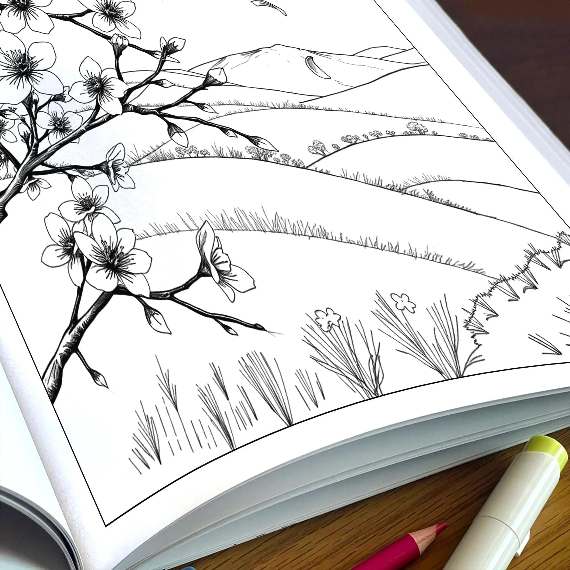 Seasons in Bloom – Flower Coloring Pages – 48 Pages – Cherry Blossoms, Lavender, Mums & Poinsettias – For Adults - image 5