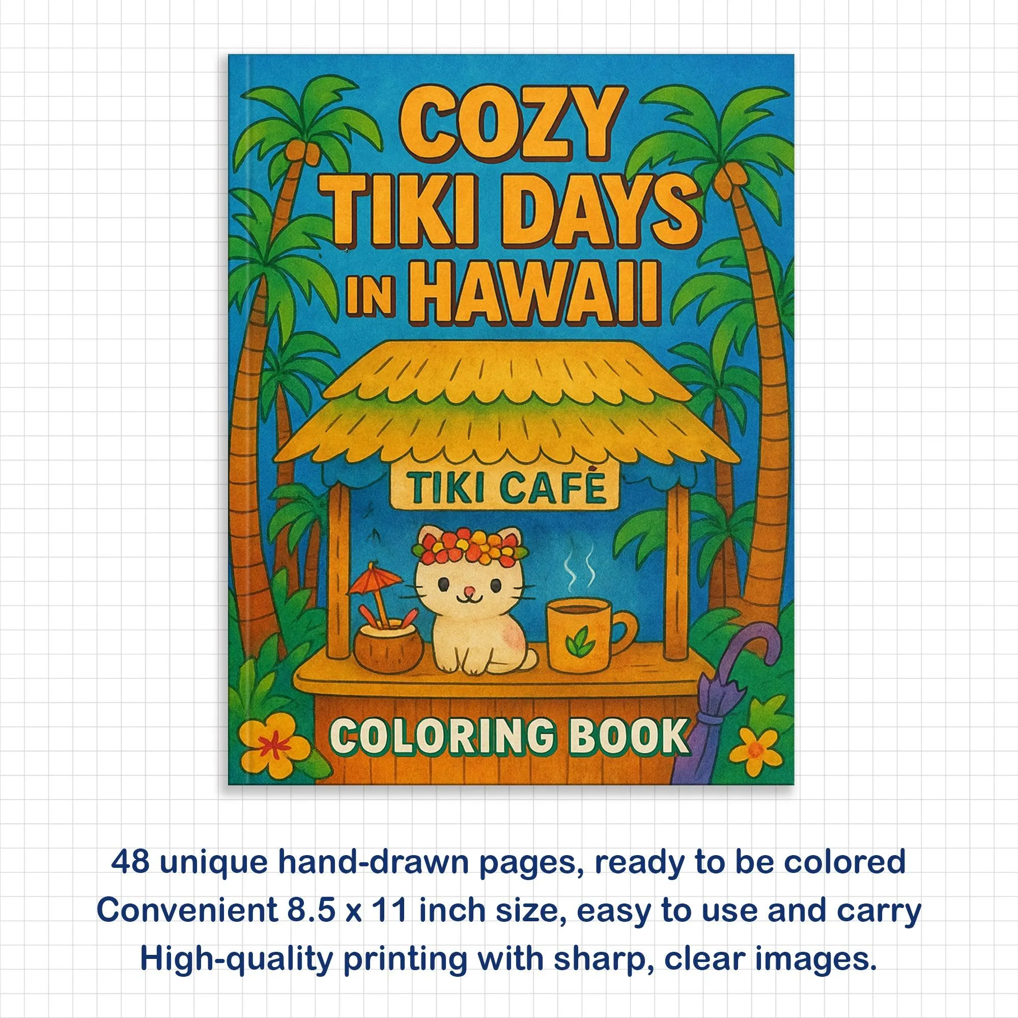 Cozy Tiki Days in Hawaii Coloring Pages – 48 Relaxing Tropical Island Scenes – For Kids - image 4