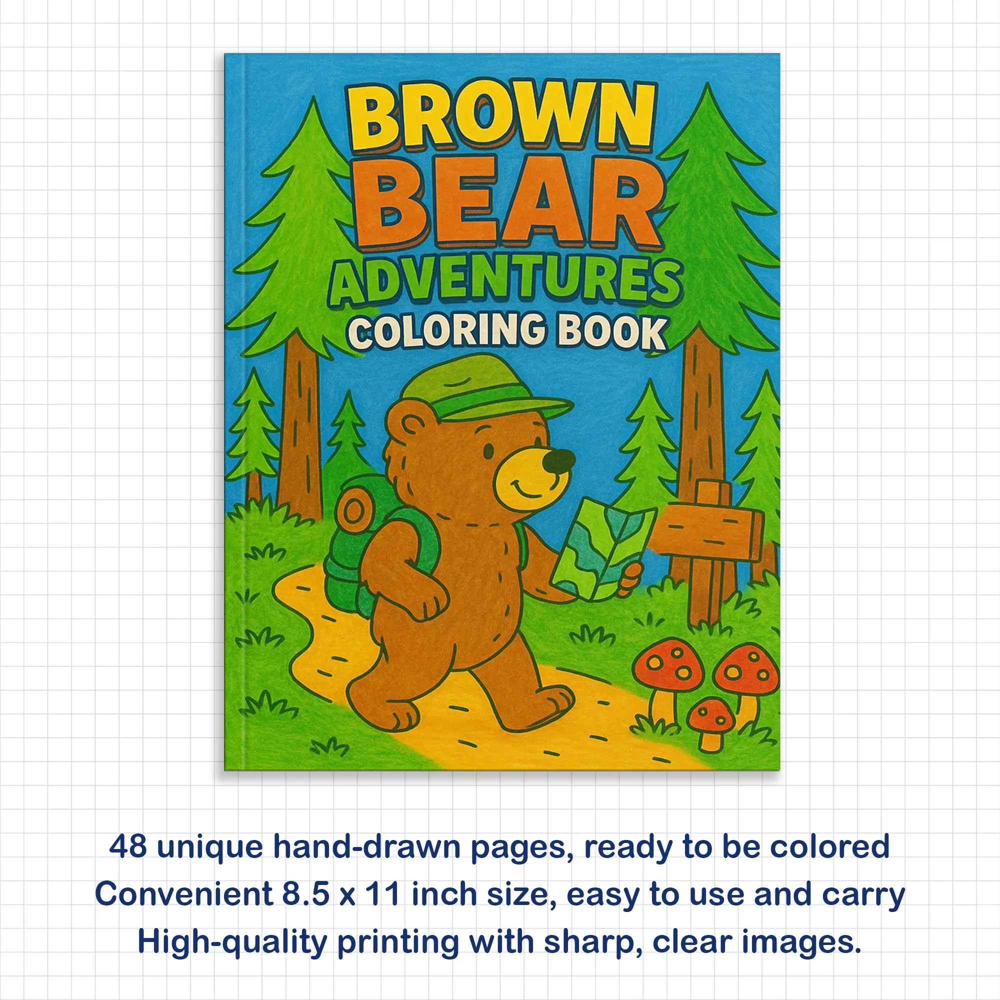Brown Bear Adventures – Animal Coloring Pages – 48 Pages – Cute, Forest, Wholesome Moments – For Kids - image 3