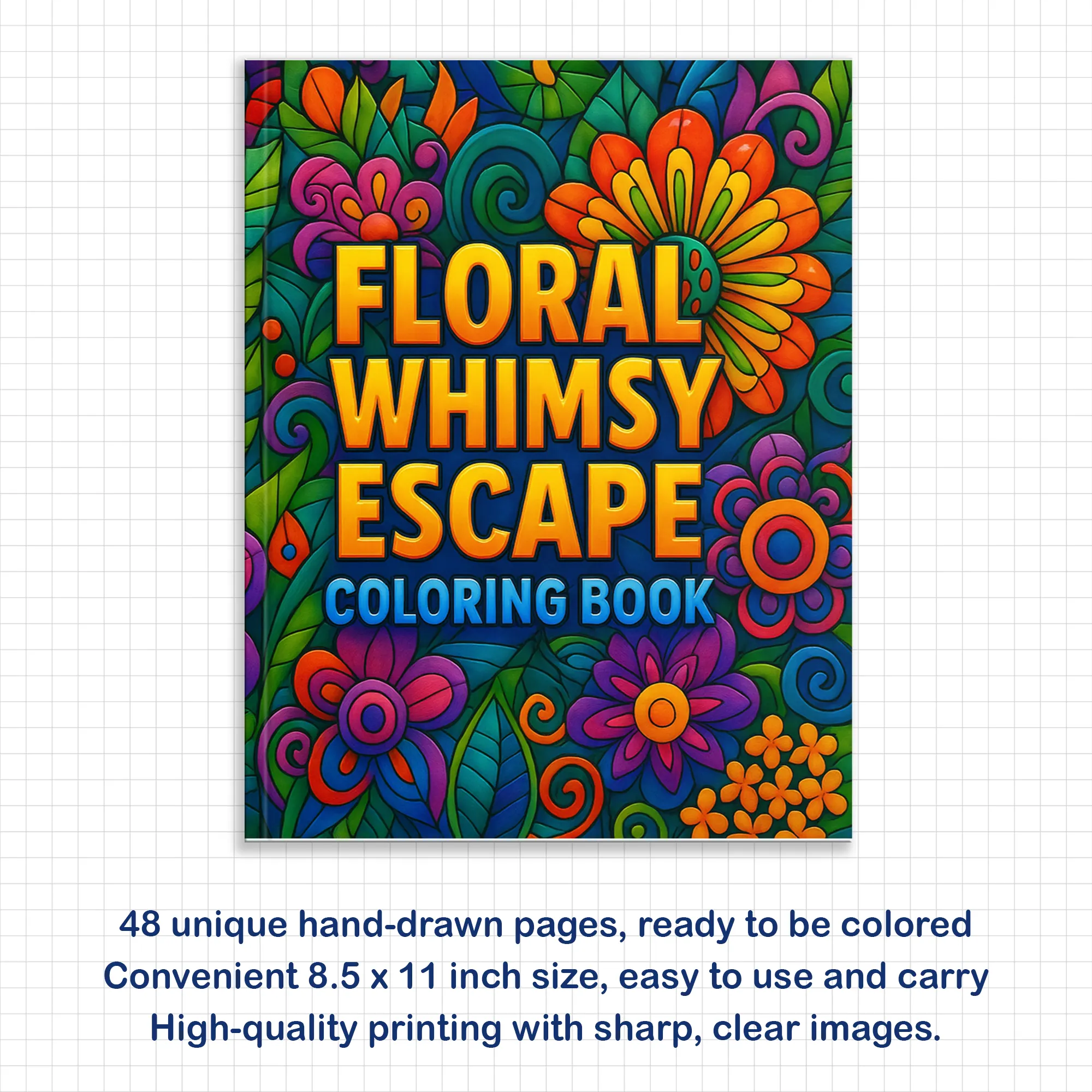 Floral Whimsy Escape – Flower Coloring Pages – 48 Pages – Intricate Blooms & Patterns – For Adults - image 2