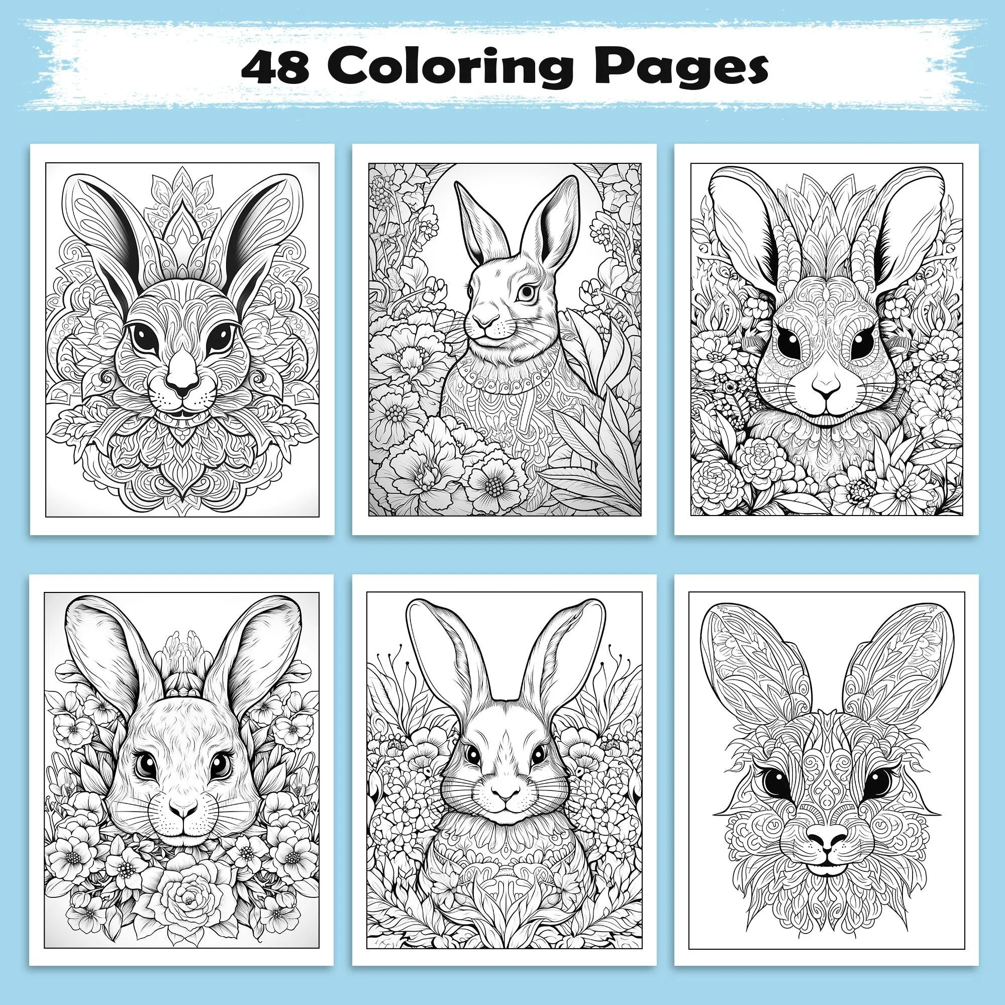 Royal Rabbit Mandalas Coloring Pages – 48 Detailed Animal Mandalas for Adults - image 2