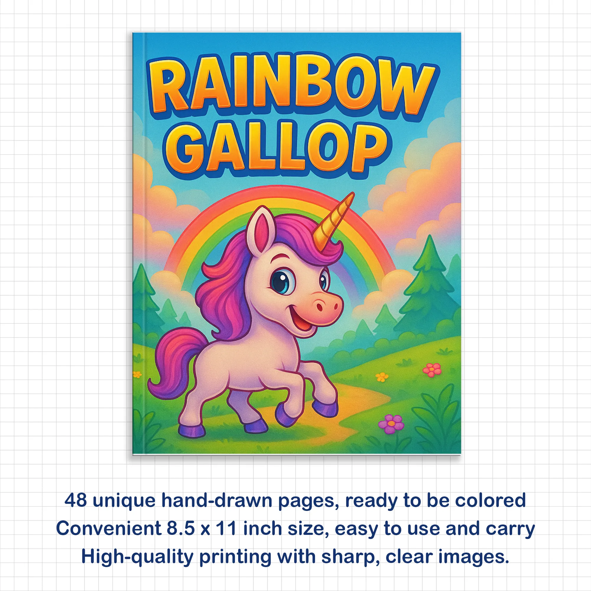 Rainbow Gallop Coloring Pages – 48 Magical Creatures & Scenes – for Kids - image 2