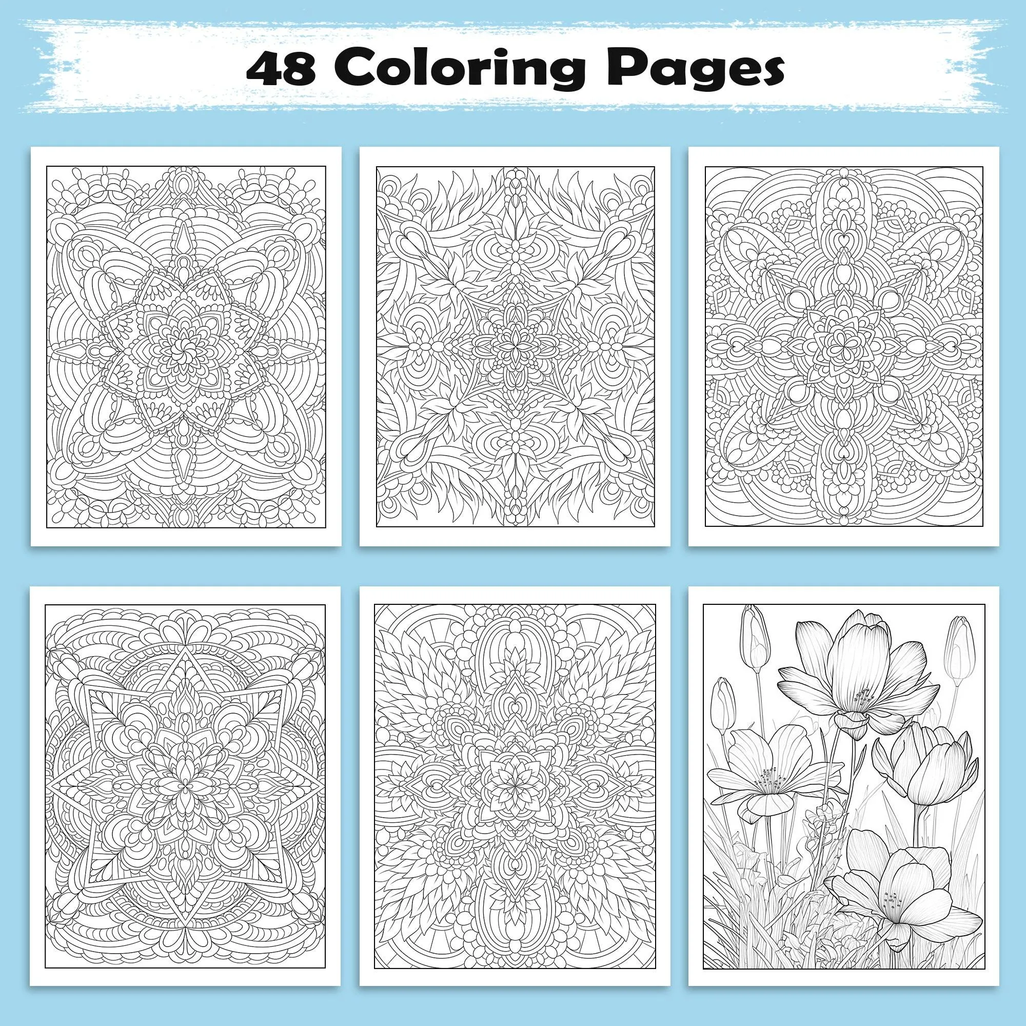 Blooming Symmetry Coloring Pages – 48 Pages – Floral Mandalas, Intricate Designs, Relaxing Art – For Adults - image 3