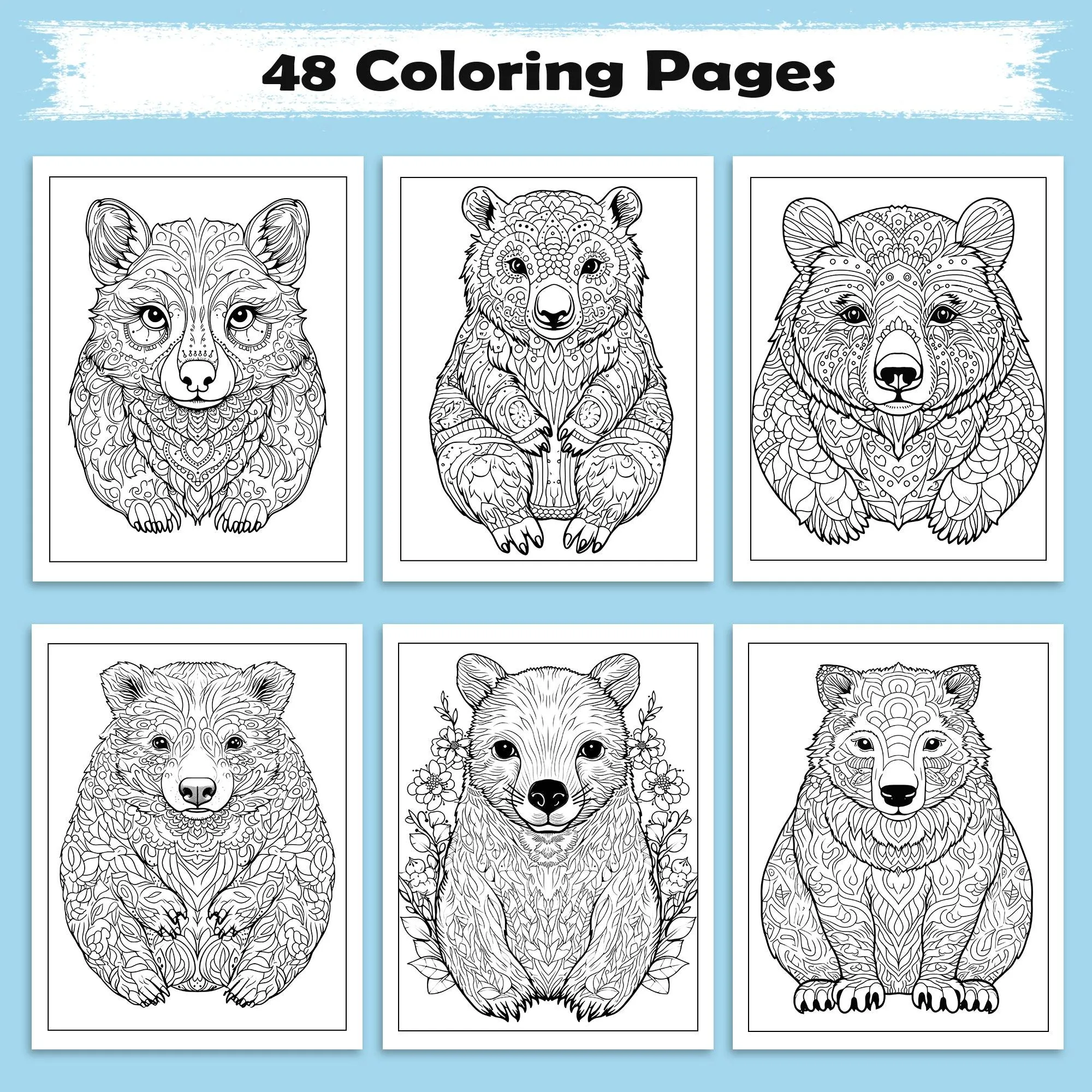 Mystic Bear Coloring Pages – 48 Mandala Animal Designs for Adults - image 4