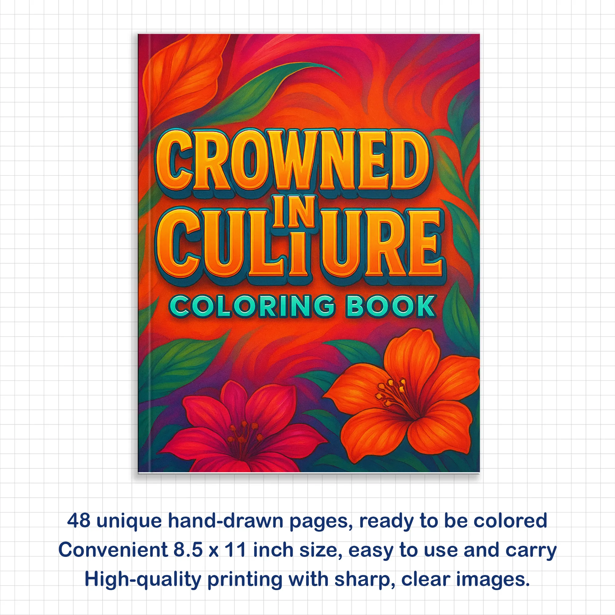 Crowned in Culture Coloring Pages – 48 Pages – African-Inspired Fashion & Natural Beauty for Adults - image 2