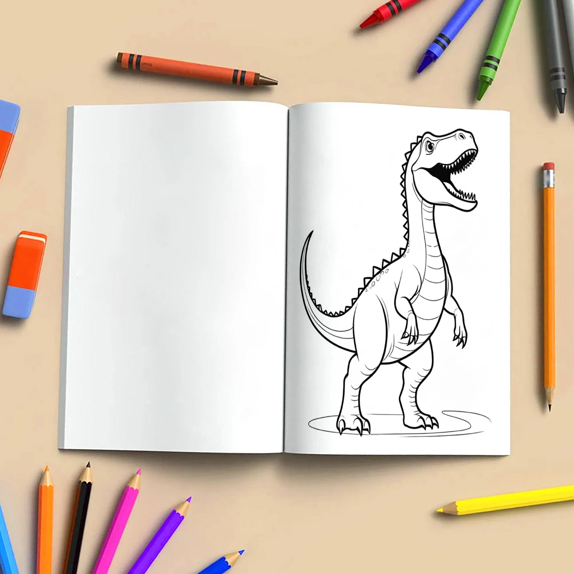 Dino Kingdom Coloring Pages – 48 Pages – Strong and Wild Dinosaur Scenes – For Kids - image 4