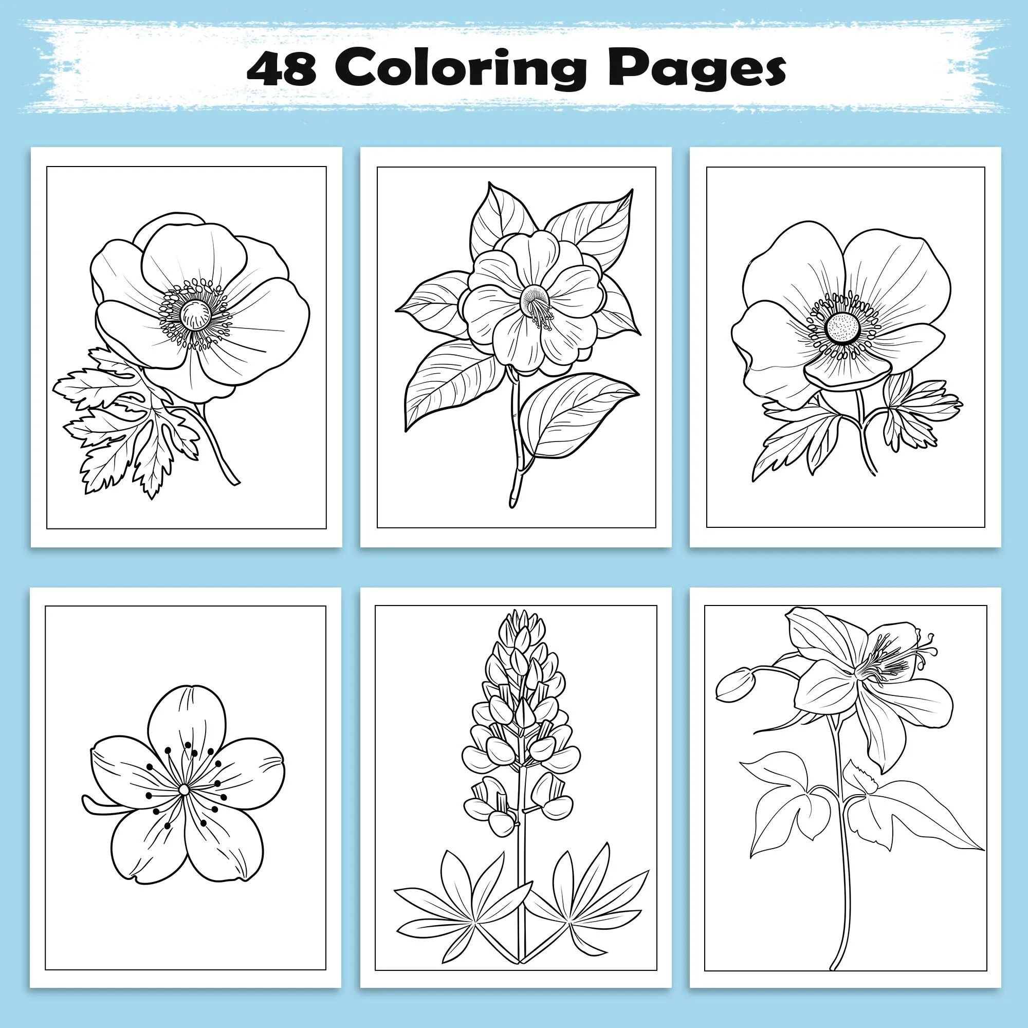 Petal Grace Coloring Pages – 48 Pages – Minimalist Flowers, Clean Line Art – For Adults - image 3
