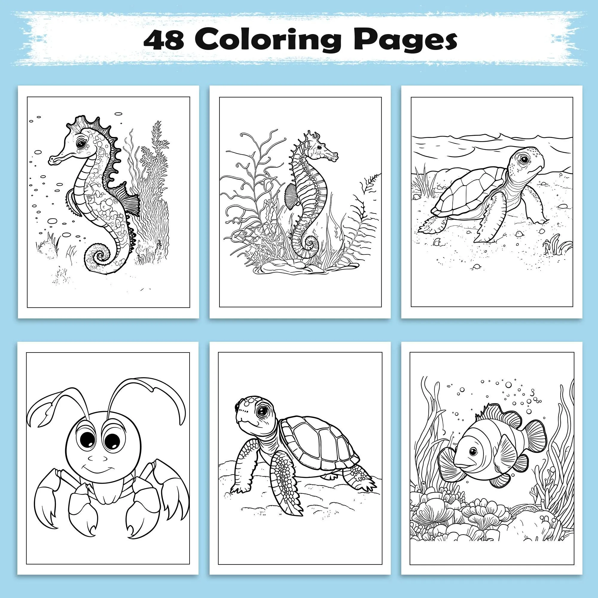 Ocean Wonders Coloring Pages – 48 Pages – Fun Sea Creatures – For Kids - image 3