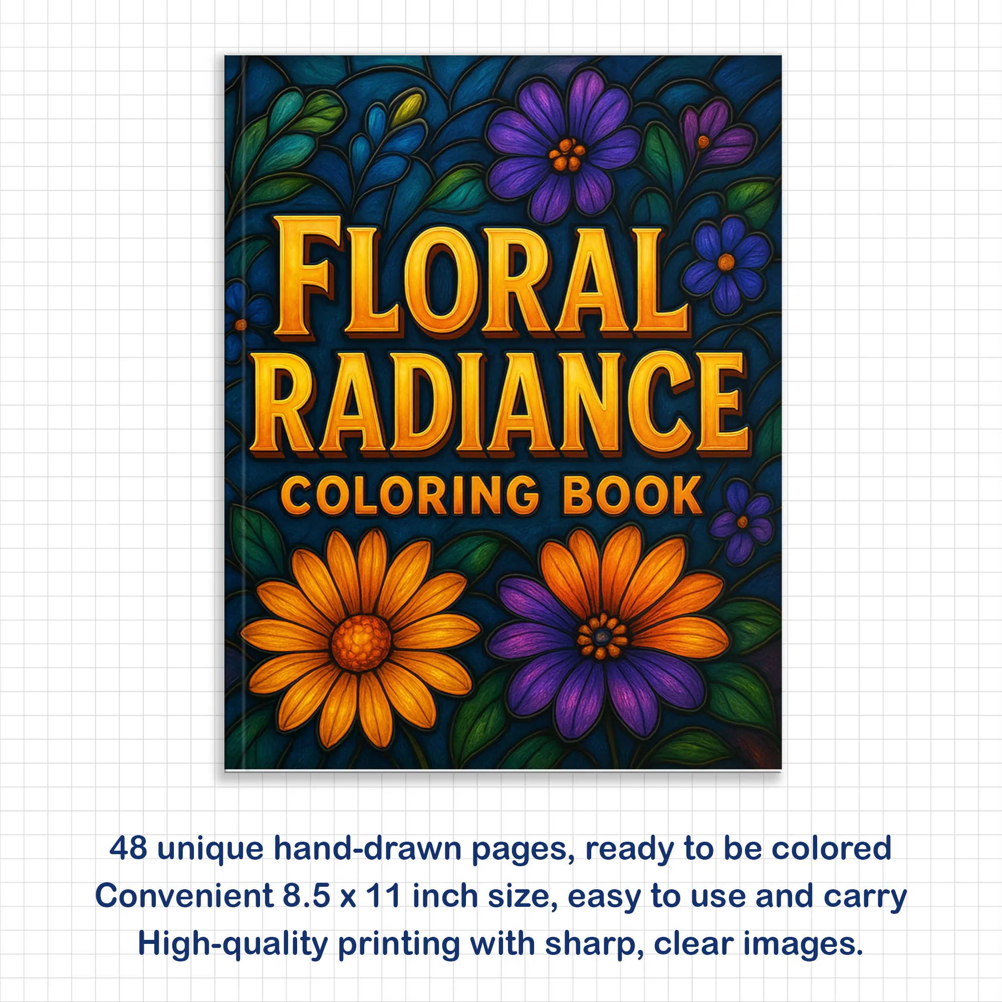 Floral Radiance – Mandala Coloring Pages – 48 Pages – Bold Lines, Intricate Flowers, Stained Glass Look, Single-Sided – For Adults - image 2