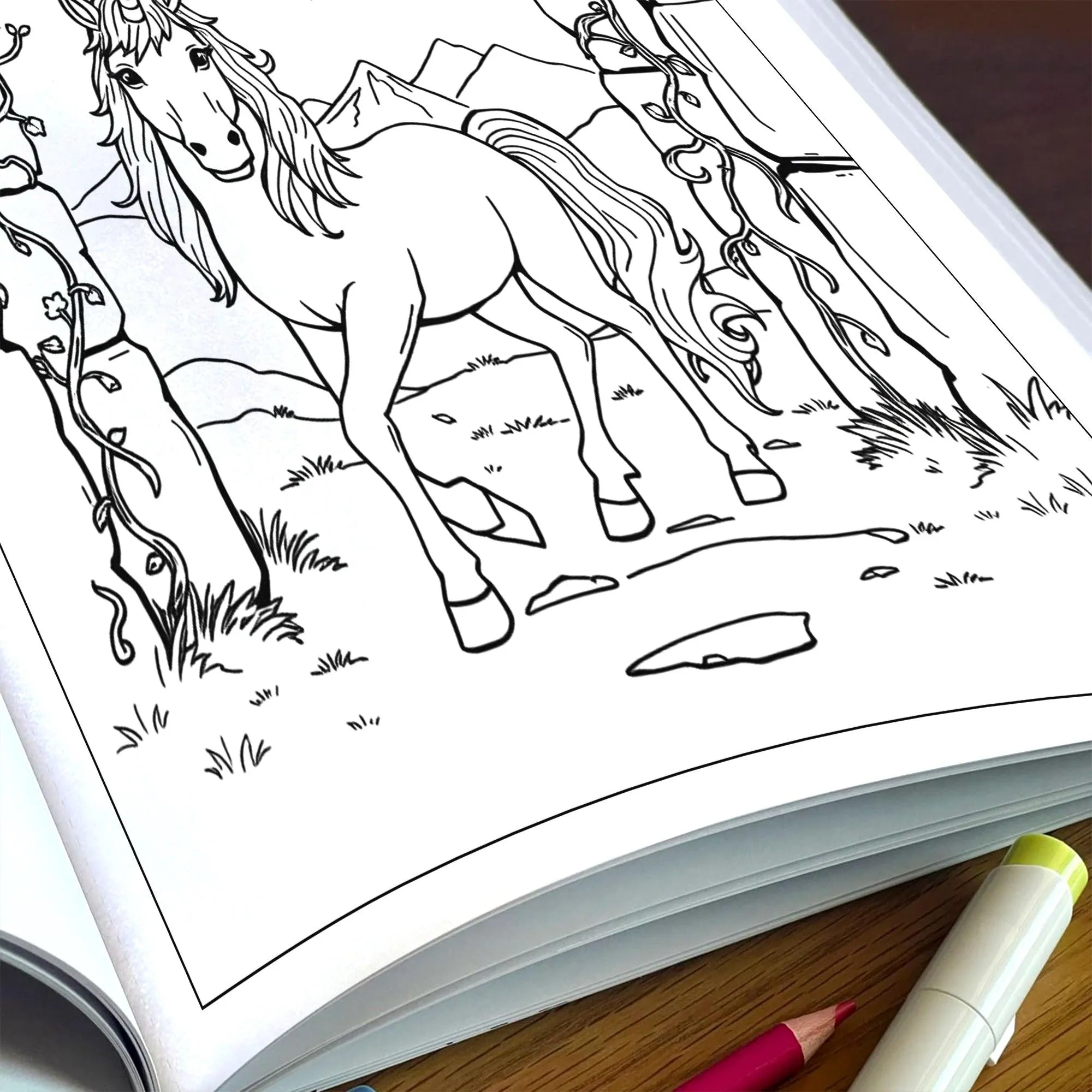 The Unicorn & Phoenix – Coloring Pages – 48 Mythical Journey Scenes – For Kids and Adults - image 6