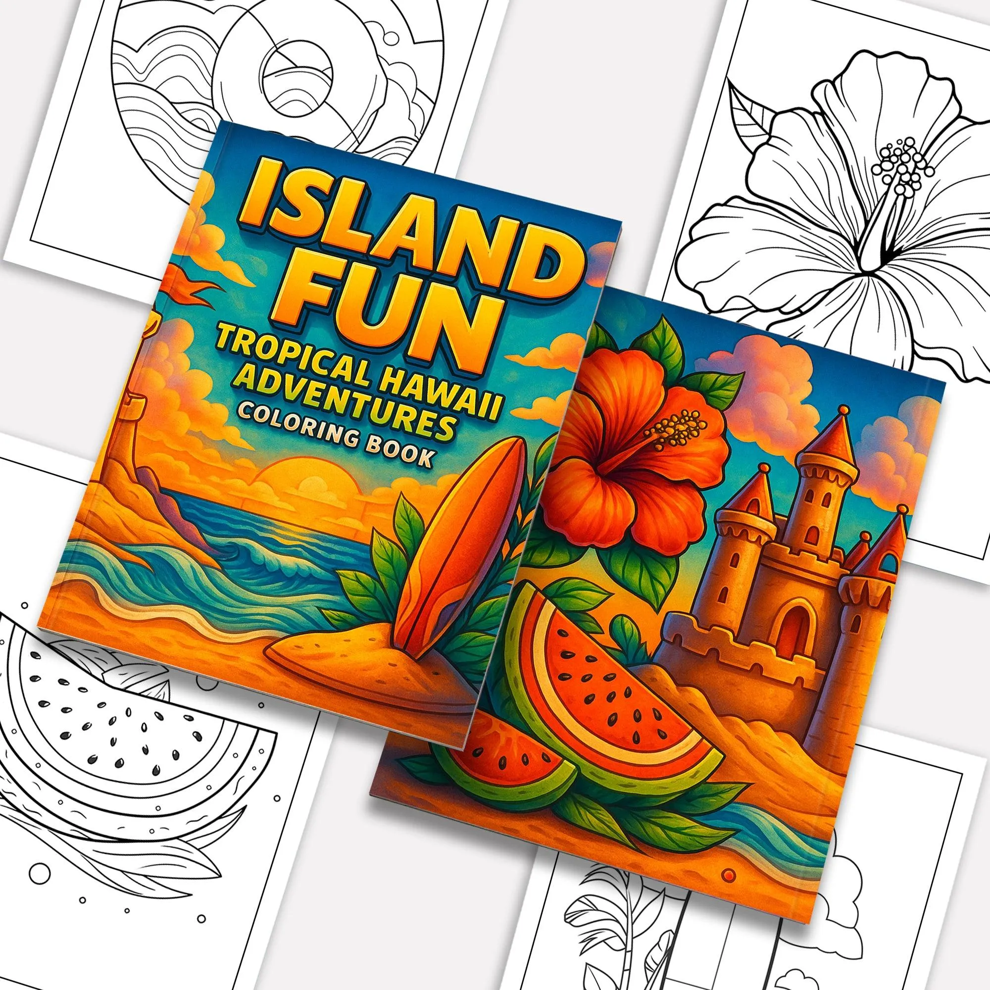 Island Fun – Hawaii Coloring Pages – 48 Tropical Summer Scenes for Kids