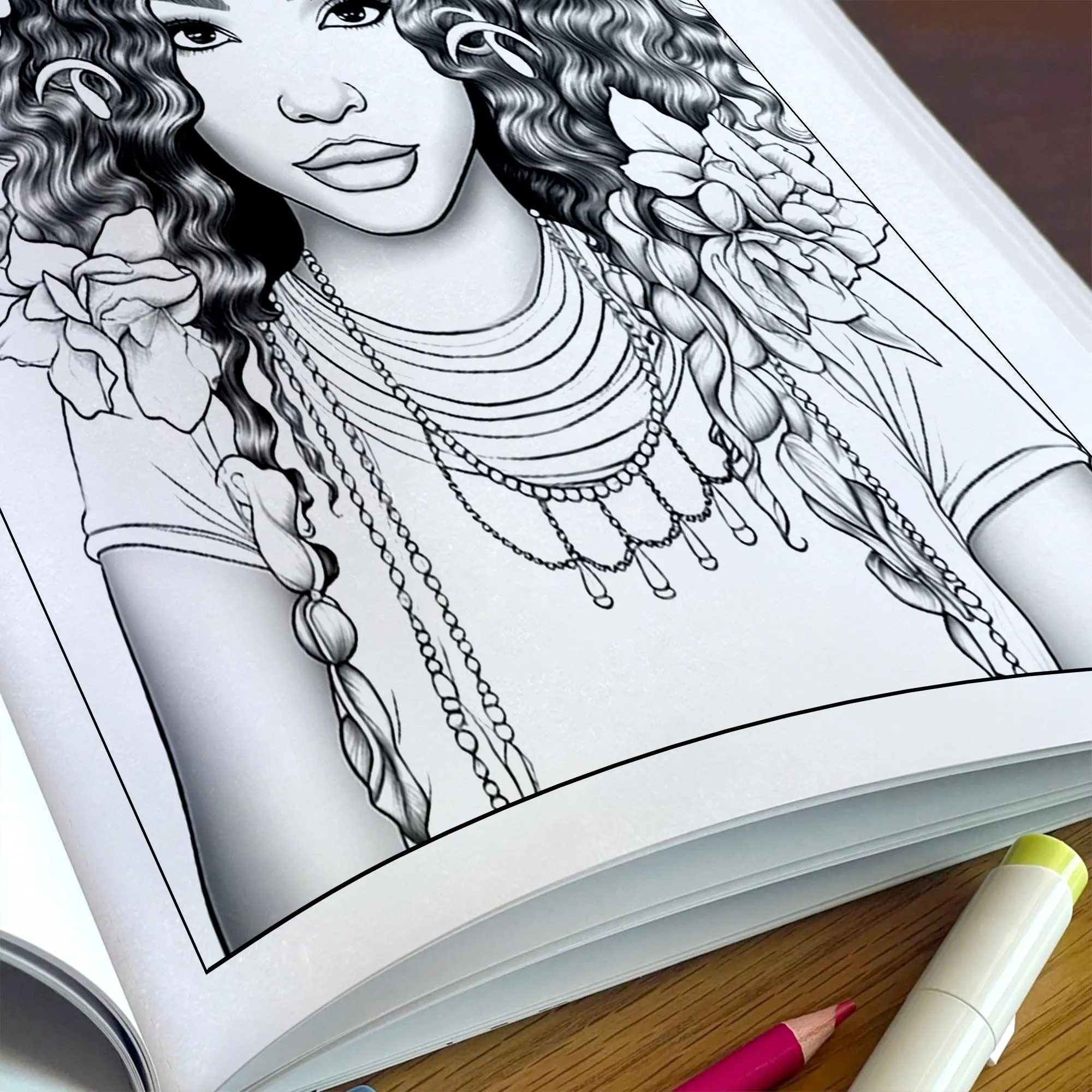 Bold & Beautiful Coloring Pages – 48 Confident Black Girl Portraits for Adults - image 5