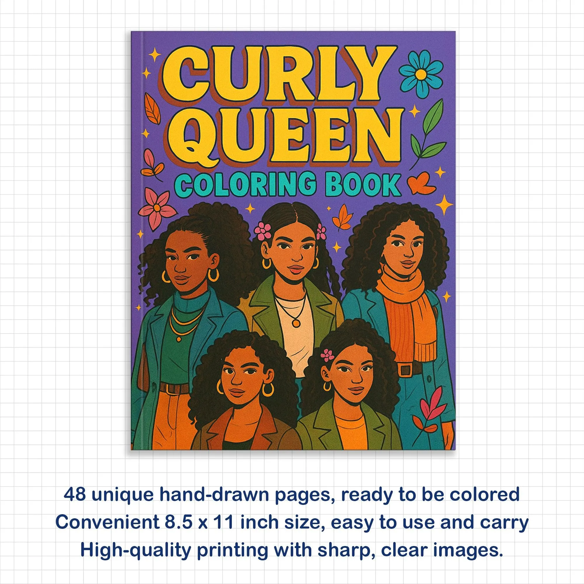 Curly Queen Coloring Pages – 48 Pages – Bold, Empowering, Natural Hair Beauty – For Adults - image 5