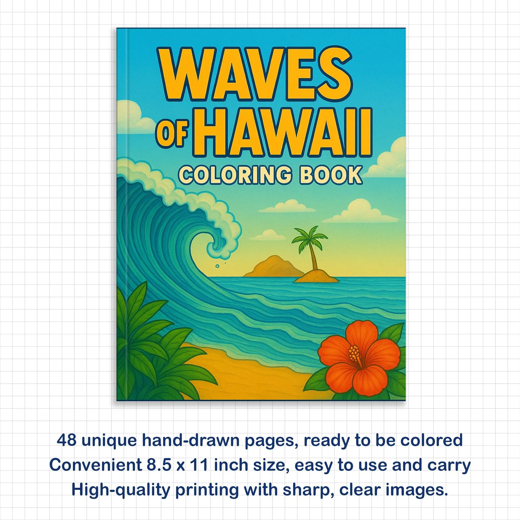 Waves & Villages of Hawaii Coloring Pages – 48 Peaceful Island Scenes with Canoes & Ocean Views - For Adults - image 4