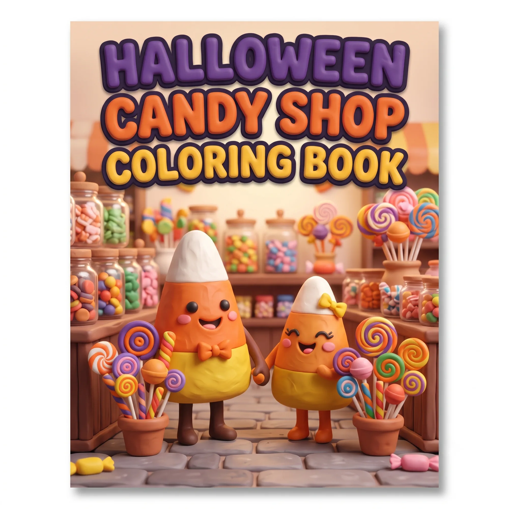 Halloween Candy Shop Coloring Book, Candy Jars Lollipops Cupcakes Coloring Pages, Print Digital Halloween Activity Book for Young Creators