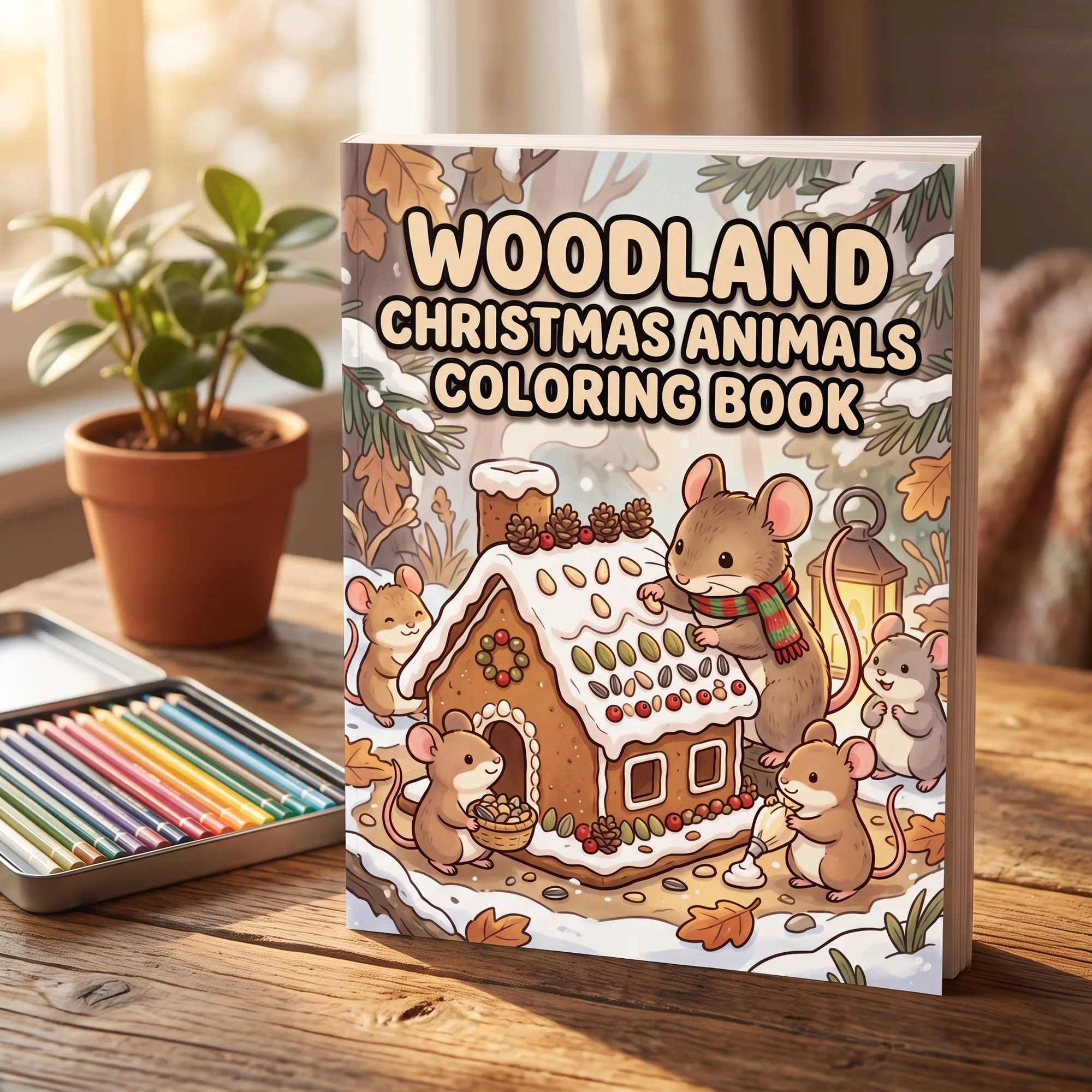 Woodland Christmas Animals Coloring Book, Foxes Deer Rabbits Pine Wreaths Coloring Pages, Hand Drawn Christmas Activity Book for Children - image 5